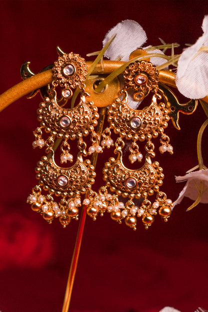 Regal Reflection Golden Padmavati Earrings