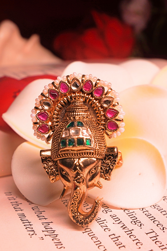 Sacred Ganesha Padmavati Adjustable Ring