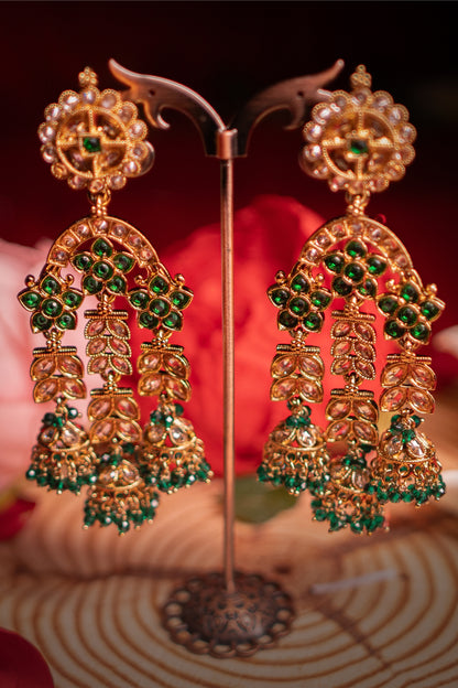 Noor Luminous Legacy Green Polki Earrings