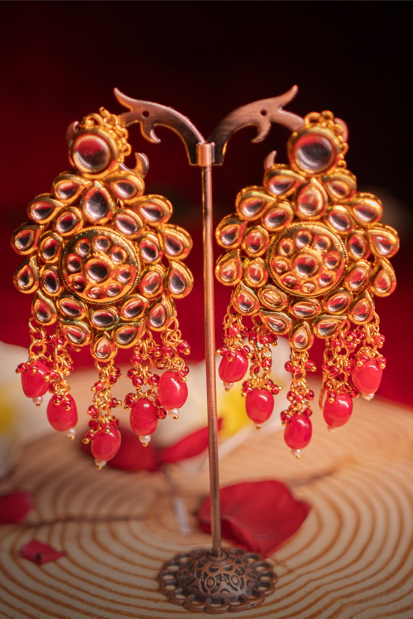 Noor Jewel of the Moon Red Kundan Earrings