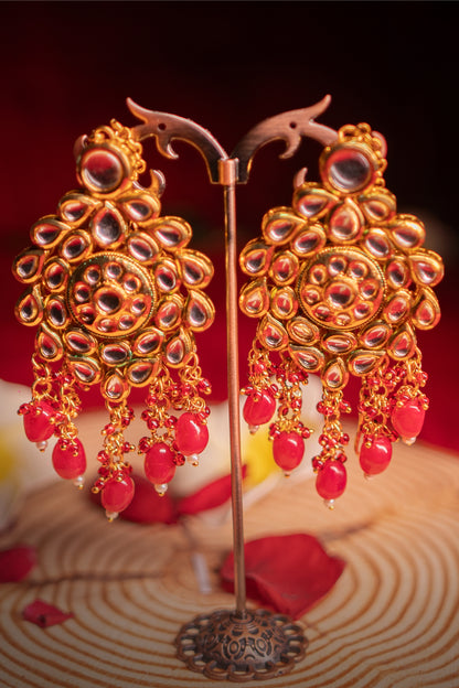 Noor Jewel of the Moon Red Kundan Earrings
