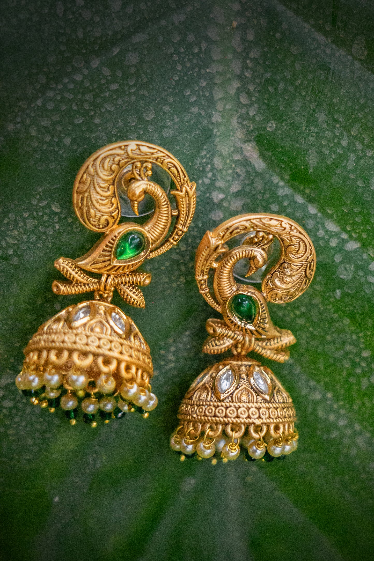 Peacock Padmavati Golden Earrings