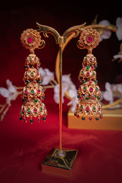 Serene Multicolour Padmavati Jhumka Earrings
