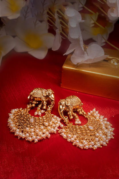 Radiant Eravat Kundan Padmavati Golden Earrings