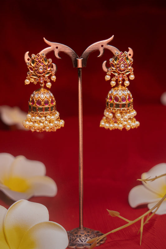 Enchanted Pink Padmavati Kundan Earrings