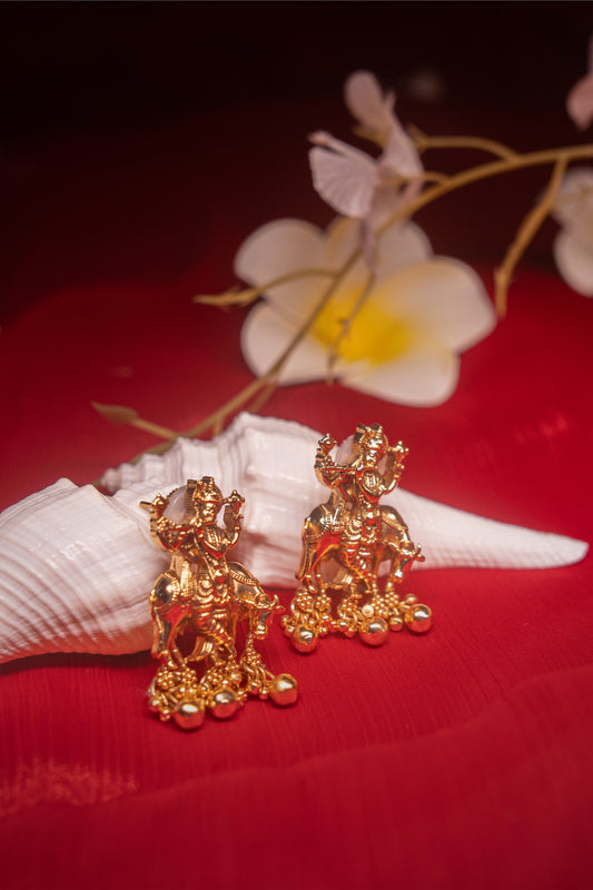 Krishna Bhakti Padmavati Golden Earrings